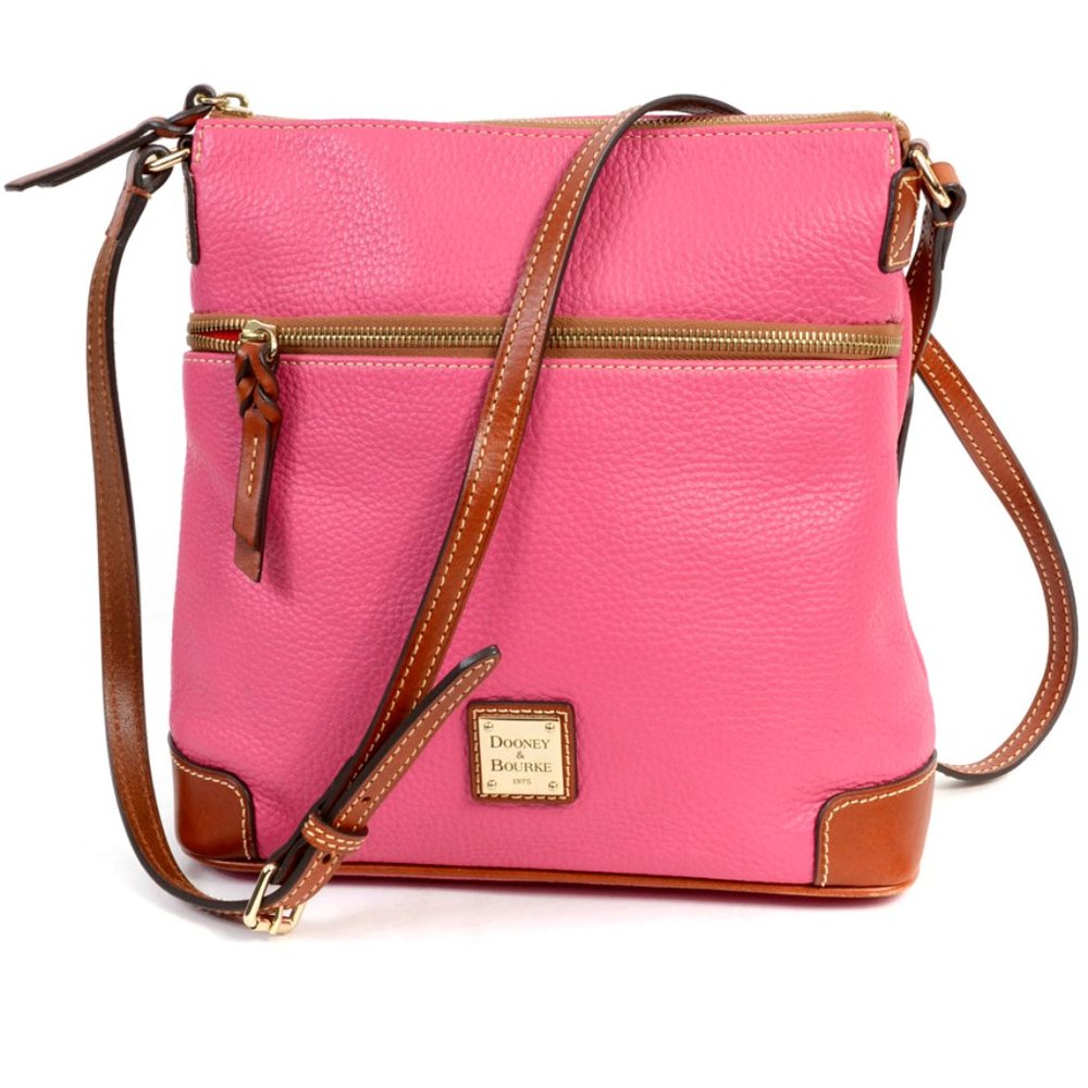 Pretty Authentic Dooney & Bourke Pink Pebbled Leather Crossbody Bag